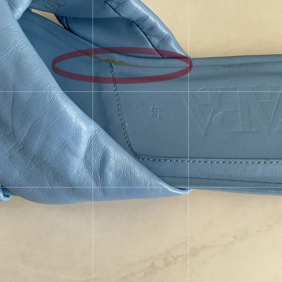 Zara Blue Leather Square Toe Flat Cross Strap Sandals - Picture 7 of 8